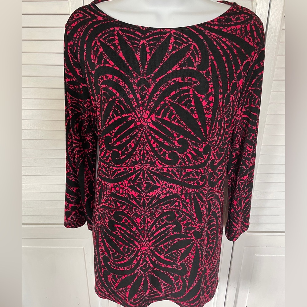 Chico's Travelers Red & Black Tunic Size 1